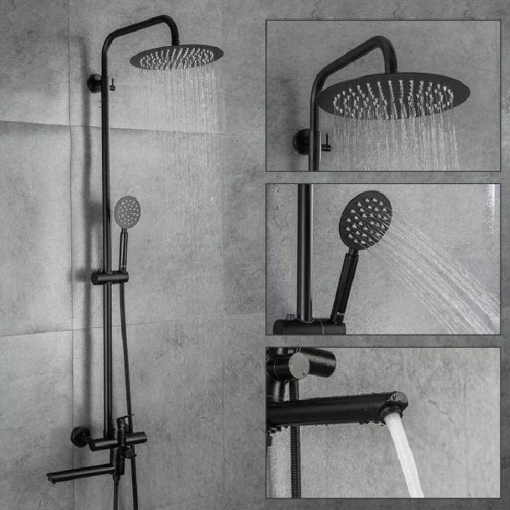 Душевая система для ванны, Frap, с картриджем, черная, F24801-6