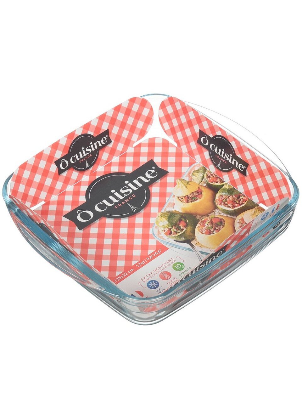 Форма для запекания стекло, 25х22 см, 1.6 л, квадратная, жаропрочная, O Cuisine, 209BC00/1046