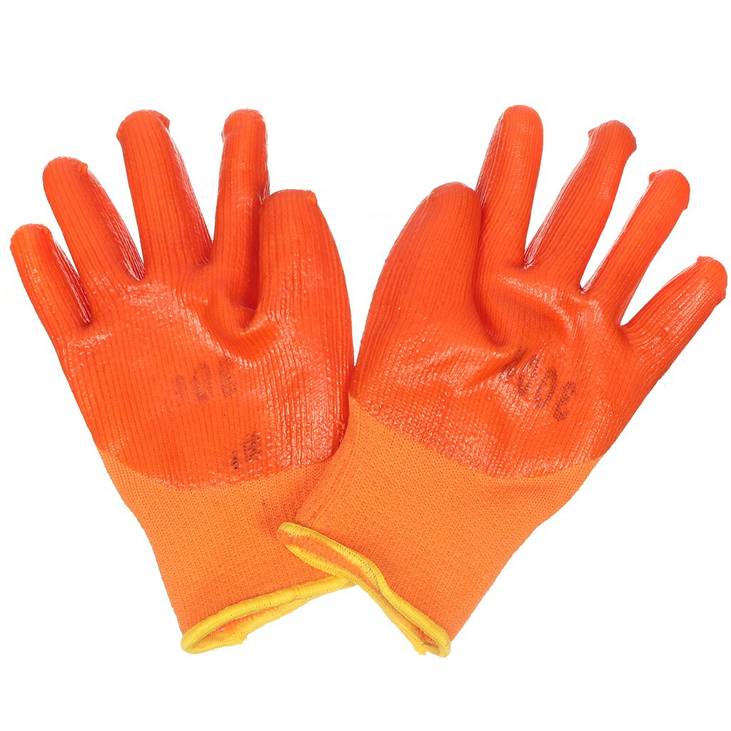 Перчатки х/б, латексный облив двойной, оранжевая основа, усиленные, Цитрон перчатки для стекольщика х б латексный облив серая основа торро