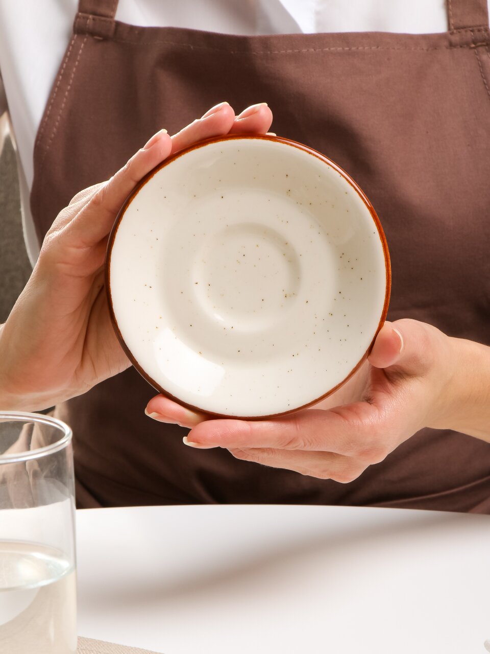 Блюдце фарфор, 12 см, Теплый песок, Daniks, 15БП12006