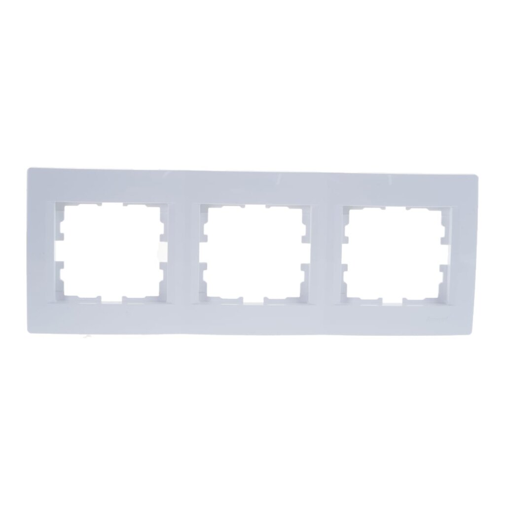 Рамка трехпостовая, горизонтальная, пластик, белая, без вставки, Lezard, Karina, 707-0200-148 рамка для автомобильного номера skyway пластмассовая с защелкой полированная белая s04102001