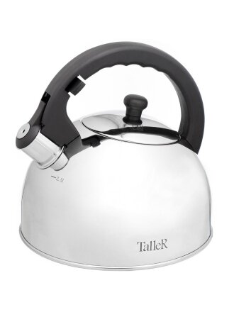 Чайник нержавеющая сталь, 2.5 л, со свистком, зеркальный, Taller, TR-11338
