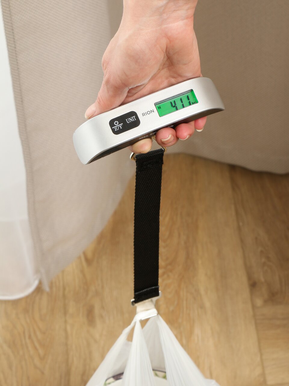 Весы ручные электронные, Rion, точность 100 г, до 50 кг, TS-K8