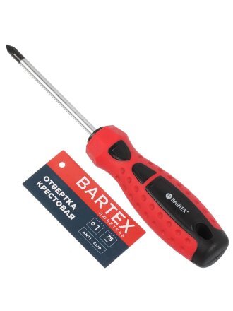 Отвертка крестовая, Bartex, PH1, 1х75 мм, антискользящая двухкомпонентная, CrV сталь, Любитель