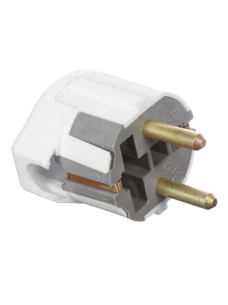 Вилка угловая, с заземлением, белая, В16-003, 431110