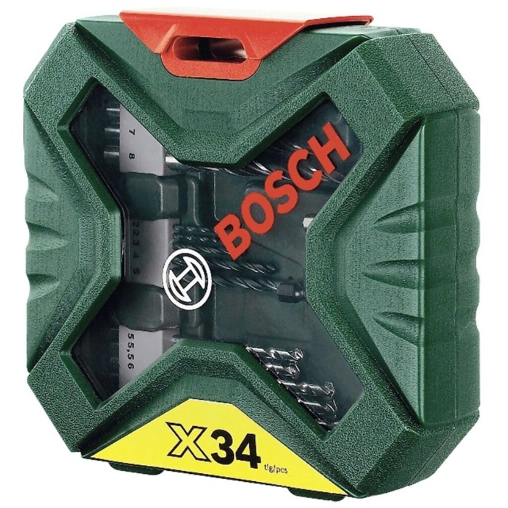 Набор бит Bosch, X-line, 34 шт, магнитный адаптер, со сверлами, кейс