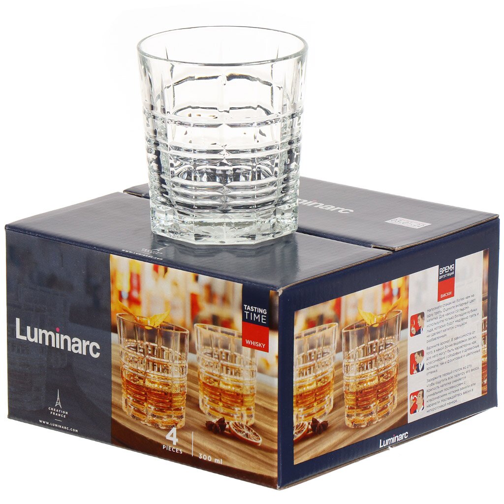 Стакан 300 мл, стекло, 4 шт, Luminarc, Даллас, O0121 набор для виски 2 перс 3 пр графин стаканы стекло р dynamic