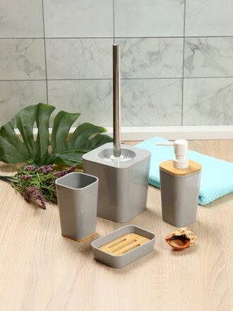 Мыльница настольная, пластик, 12x8x3 см, серая, PS0282GA-SD