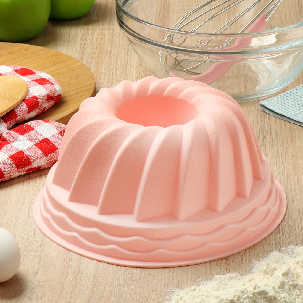 Форма для запекания силикон, 23.5х10.5 см, круглая, розовая, Daniks, Savory, Y4-4964 круглая форма для пирога 24 см chefclub j5679602