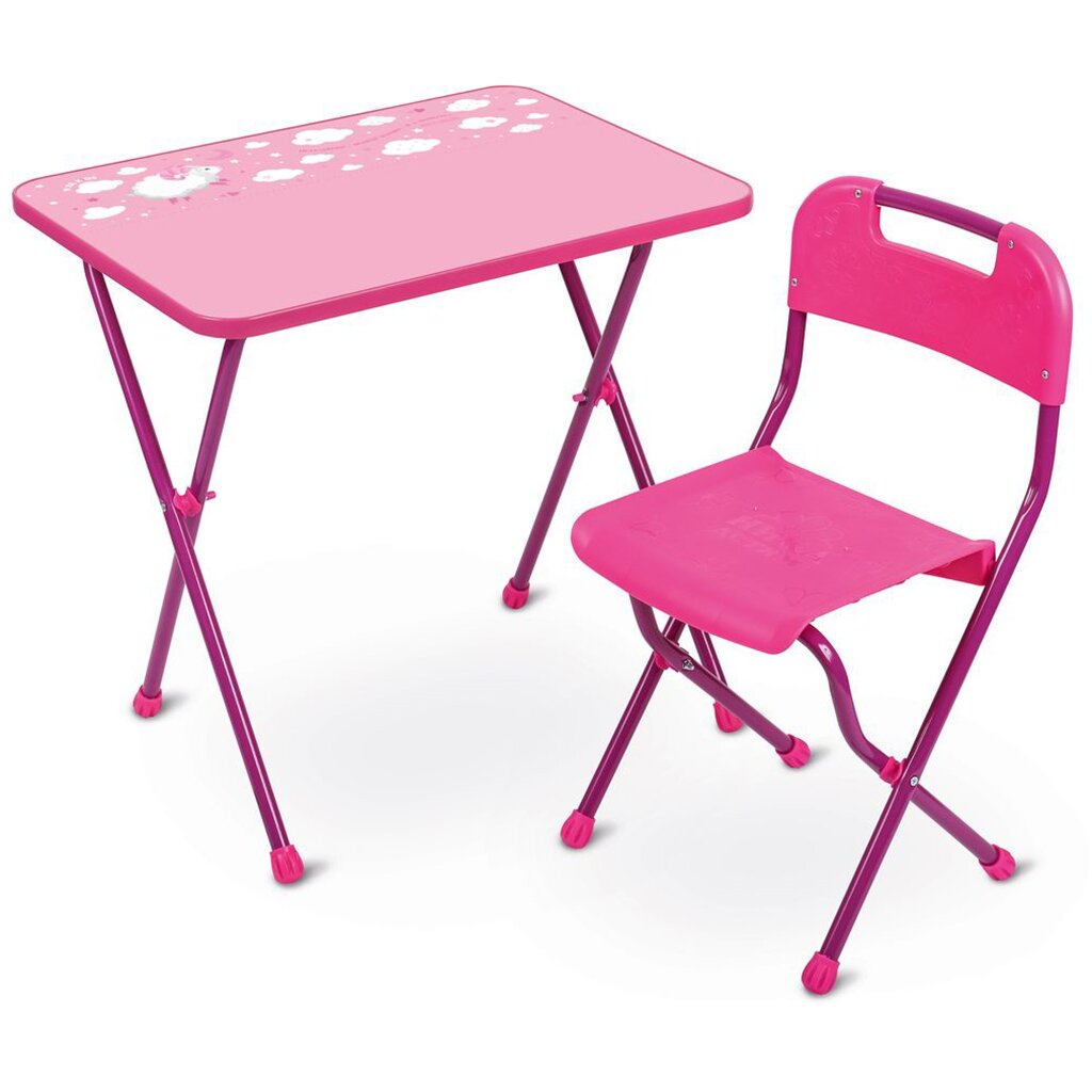 Мебель детская Nika, стол+стул, Алина, рисовать маркером на водной основе, металл, лдсп, пластик, розовая, КА2/Р