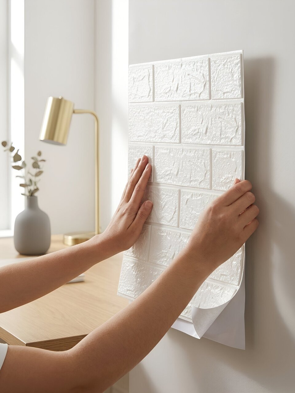 Панель самоклеящаяся Dekorelle, 3D, 70х77х0.3 см, ПВХ, белая, 001