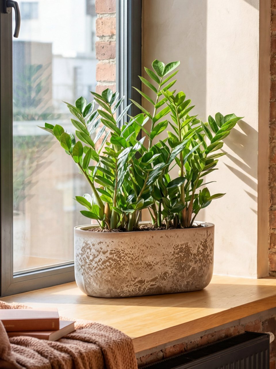 Кашпо пластик, 6 л, 38.5х18.6х16.2 см, овальное, бежевый слайн, Idea, Микрит, М 3274