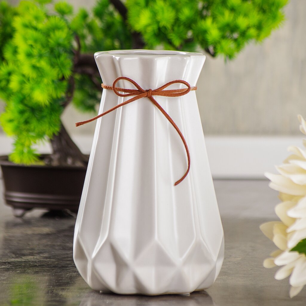 Ваза керамика, настольная, 18 см, Оригами, Y6-2649-2, белая ваза керамика настольная 18 см оригами y6 2649 2 белая