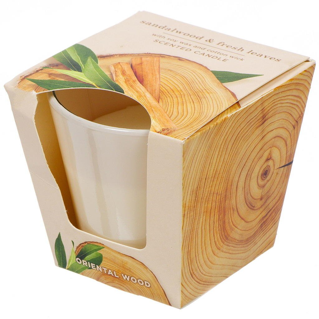 Свеча ароматизированная, 9х7 см, в стакане, Bartek Candles, Восточное дерево