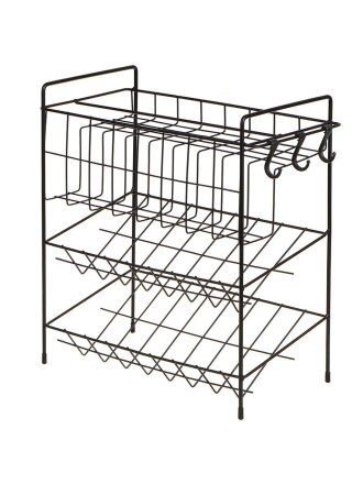 Полка универсальная, металл, 3 секции, 37х18.5х37.5 см, черная, T2022-HT031