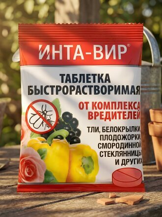 Инсектицид Инта-вир, от различных видов насекомых, для кустарников и деревьев, таблетки, 8 г, Фаско