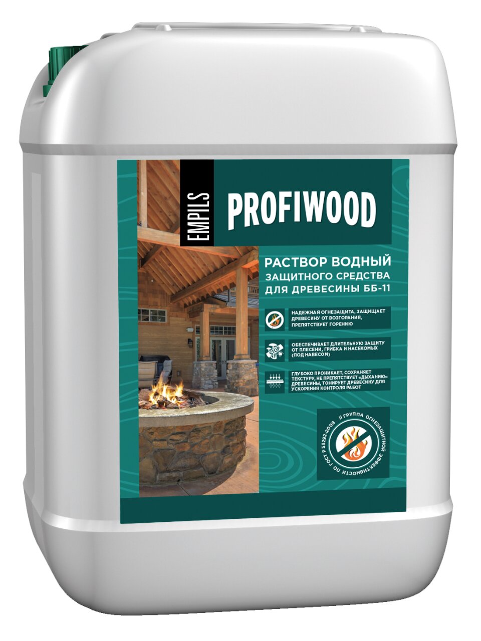 Антисептик Profiwood, ОгнеБио, для дерева, 2 гр.ББ-11, средне концентрированный, 10 л