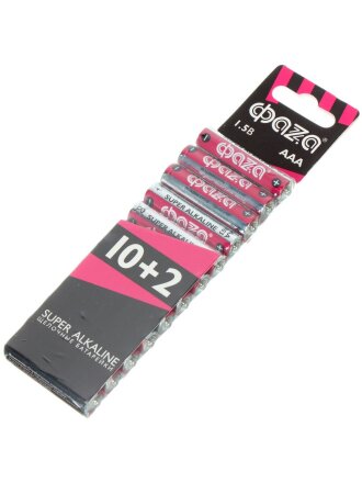 Батарейка ФАZА, ААА (LR03, 24A), Super Alkaline, щелочная, блистер, 12 шт, 2854612