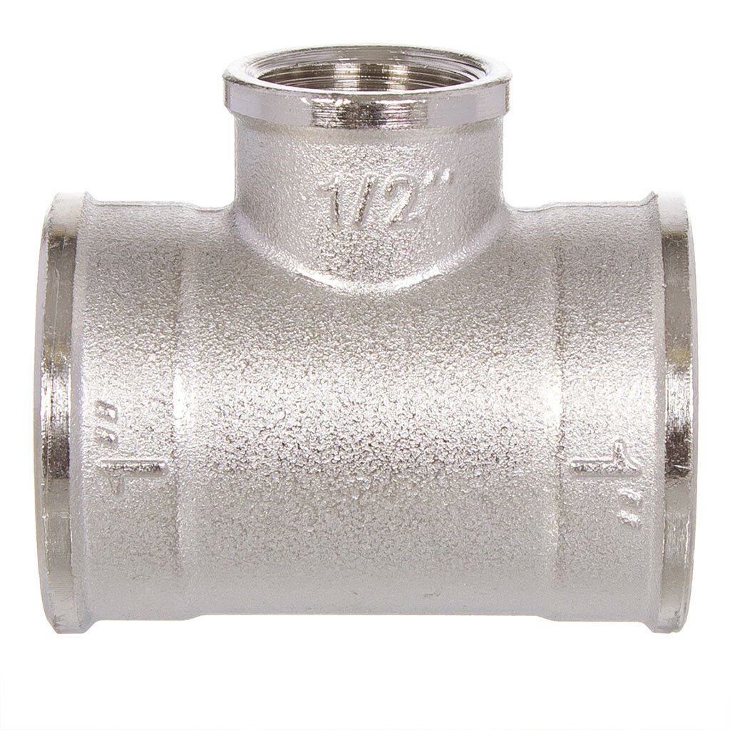 Тройник 3/4"х1/2"х3/4", г-г-г, никель, STI