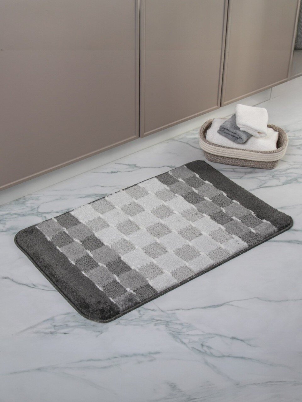 Коврик для ванной антискользящий, 0.5х0.8 м, полипропилен, 11 мм, серый, Banyolin, Silver, BAN.SIL.1.50/80-GY