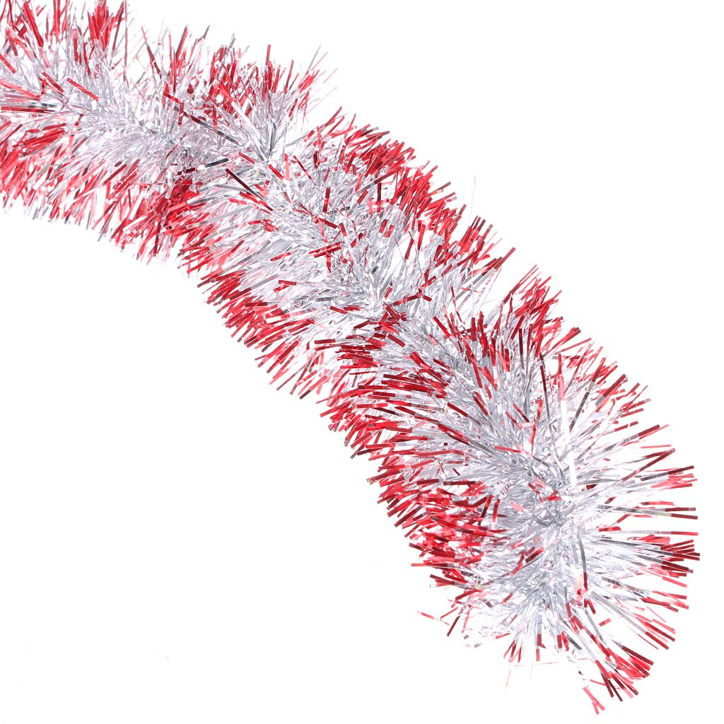 Мишура Снегурка Серебристая с красным CB-5-500, 1.8х0.05 м