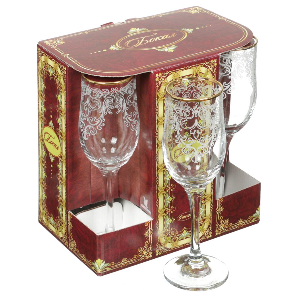 Бокал для шампанского, 200 мл, стекло, 6 шт, Декостек, Византия, 1712-ГЗ