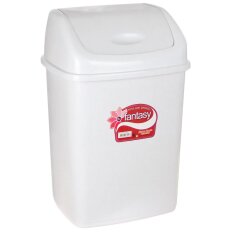 Контейнер для мусора пластик, 5 л, прямоугольный, плавающая крышка, белый, Dunya Plastik, Sympaty, 09401