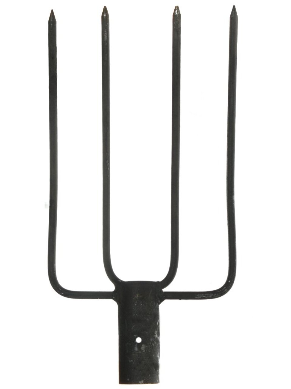 Вилы навозные, четырехрогие, рельсовая сталь, черенок деревянный, кованные, 1 сорт