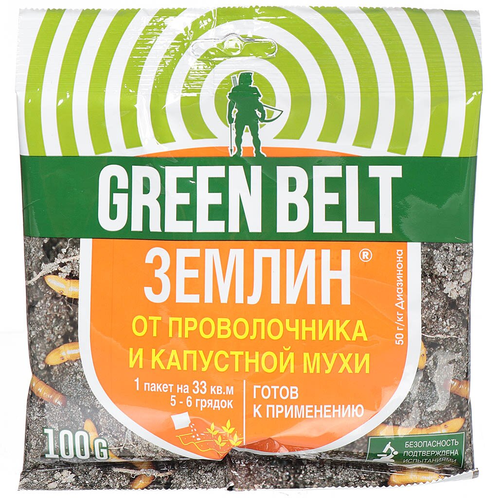 Инсектицид Землин, от проволочника, мух капустных, 100 г, Green Belt средство от сорняков green belt граунд 100 мл