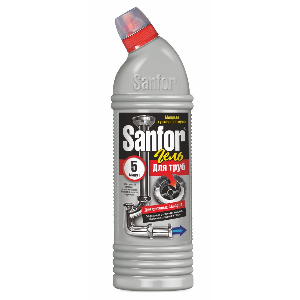 Средство от засоров Sanfor, 1 л средство от засоров unicum tornado 600 г