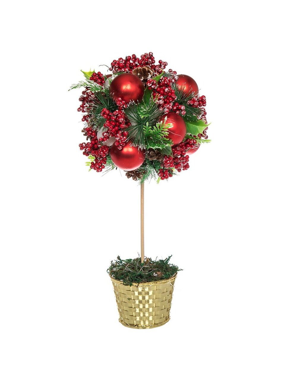 Топиарий хвойный 35 см, с украшением, SYHHB-031956