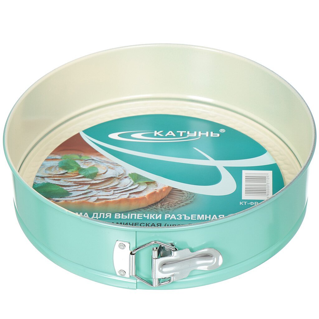 Форма для запекания керамика, 26х26х7 см, антипригарное покрытие, круглая, разъемная, Катунь, Бирюзовая, КТ-ФВ-К26Б