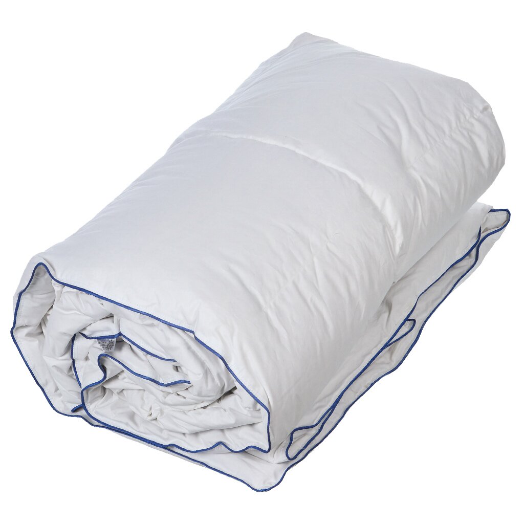 Одеяло 2-спальное, 172х205 см, Пример, гусиный пух, 140 г/м2, всесезонное, чехол 100% хлопок, тик, кант, Бел-Поль одеяло 2 спальное 172х205 см пример гусиный пух 140 г м2 всесезонное чехол 100% хлопок тик кант бел поль
