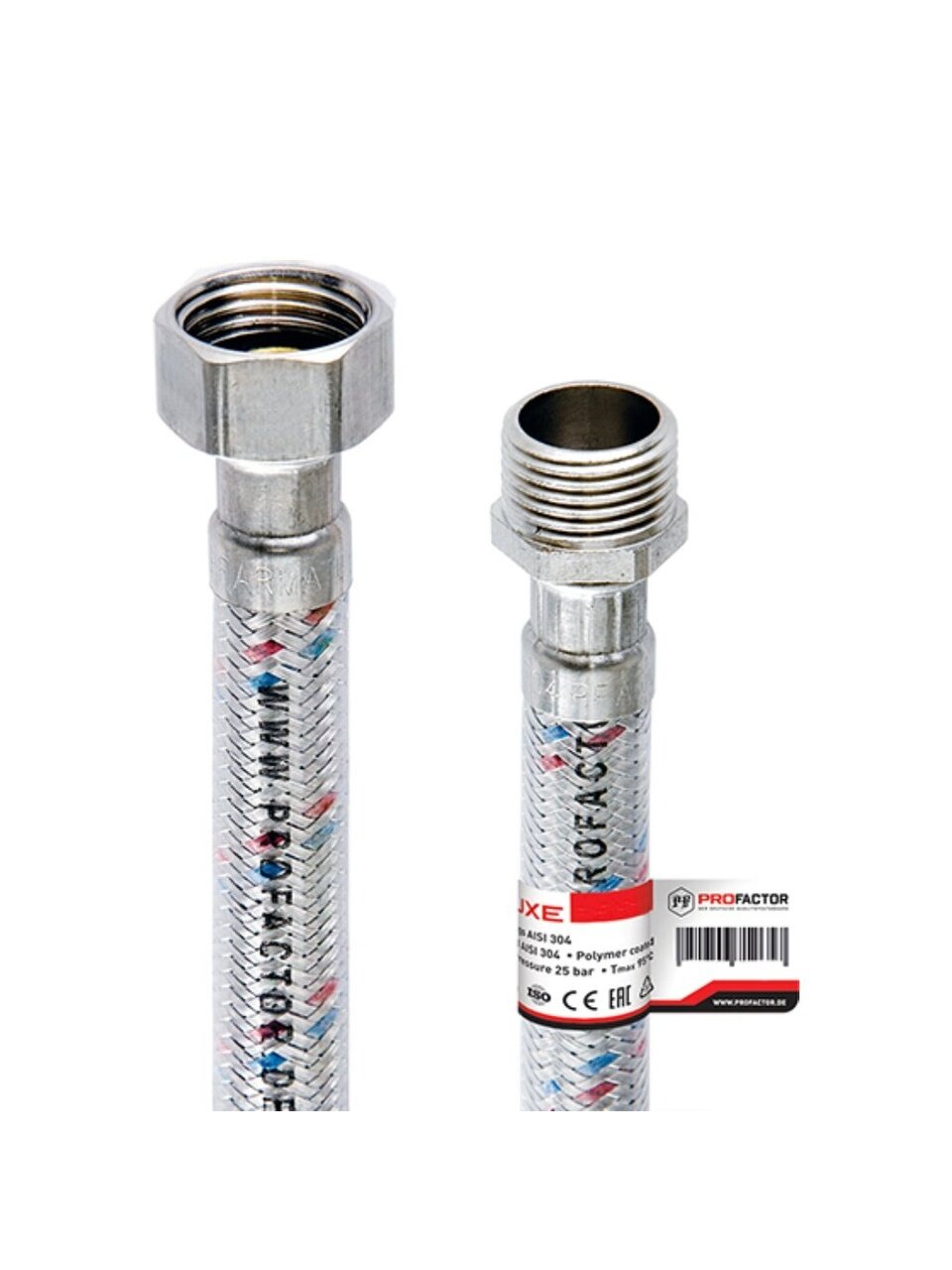 Подводка для воды 1/2&amp;quot;х3 м, г-ш, сталь, полимер, ProFactor