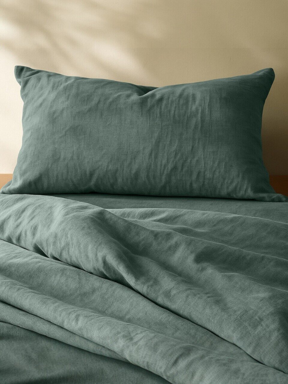 Постельное белье евро, простыня 240х260 см, 2 наволочки 70х70 см, 2 наволочки 50х70 см, пододеяльник 200х220 см, Silvano, вареный хлопок, Зеленый