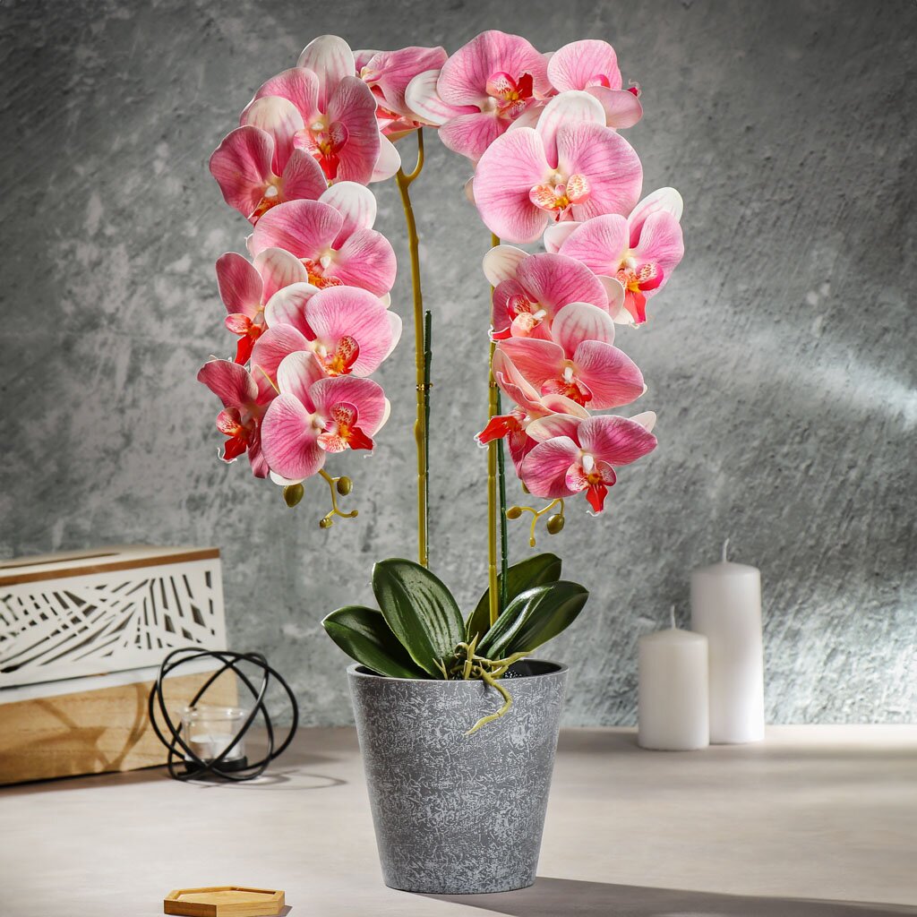Цветок искусственный декоративный Композиция орхидея, 15х15х60 см, Y4-3144 ок искусственный орхидея 75 см фиолетовый y4 6936