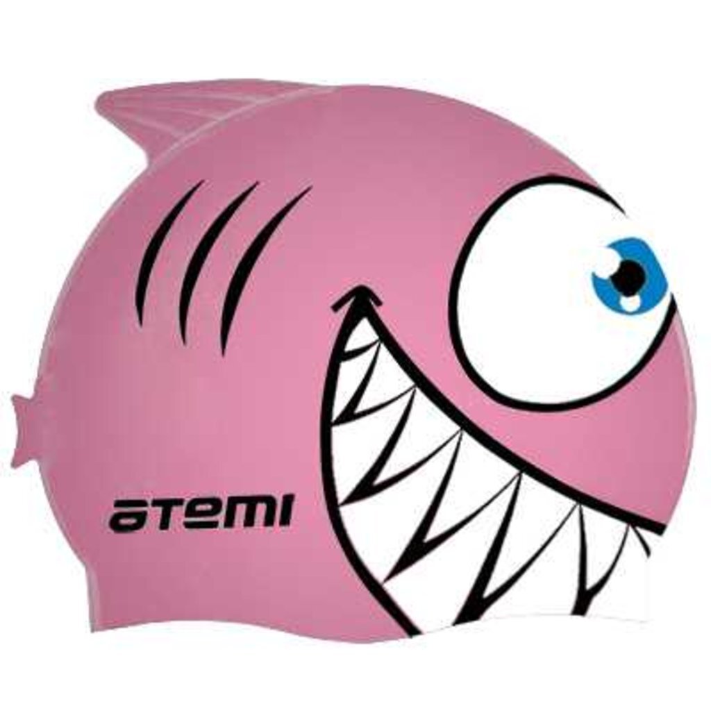 Шапочка для плавания Atemi, силикон (дет.), рыбка-, розовая, FC204, 00000095797