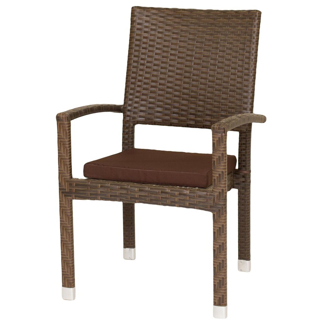 Кресло садовое Клермон искусственный ротанг К001, 58х65х95 см, коричневое, подушка коричневая