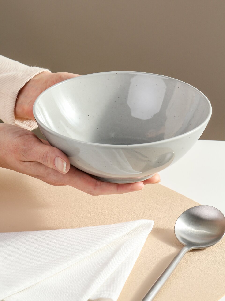 Салатник фарфор, 17 см, Серый туман, Daniks, 15СЛ17004