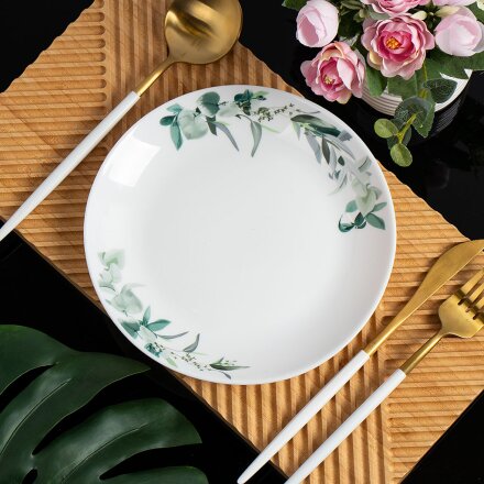 Тарелка десертная, стеклокерамика, 19 см, круглая, Эвкалипт, Daniks, LQP75/K2301