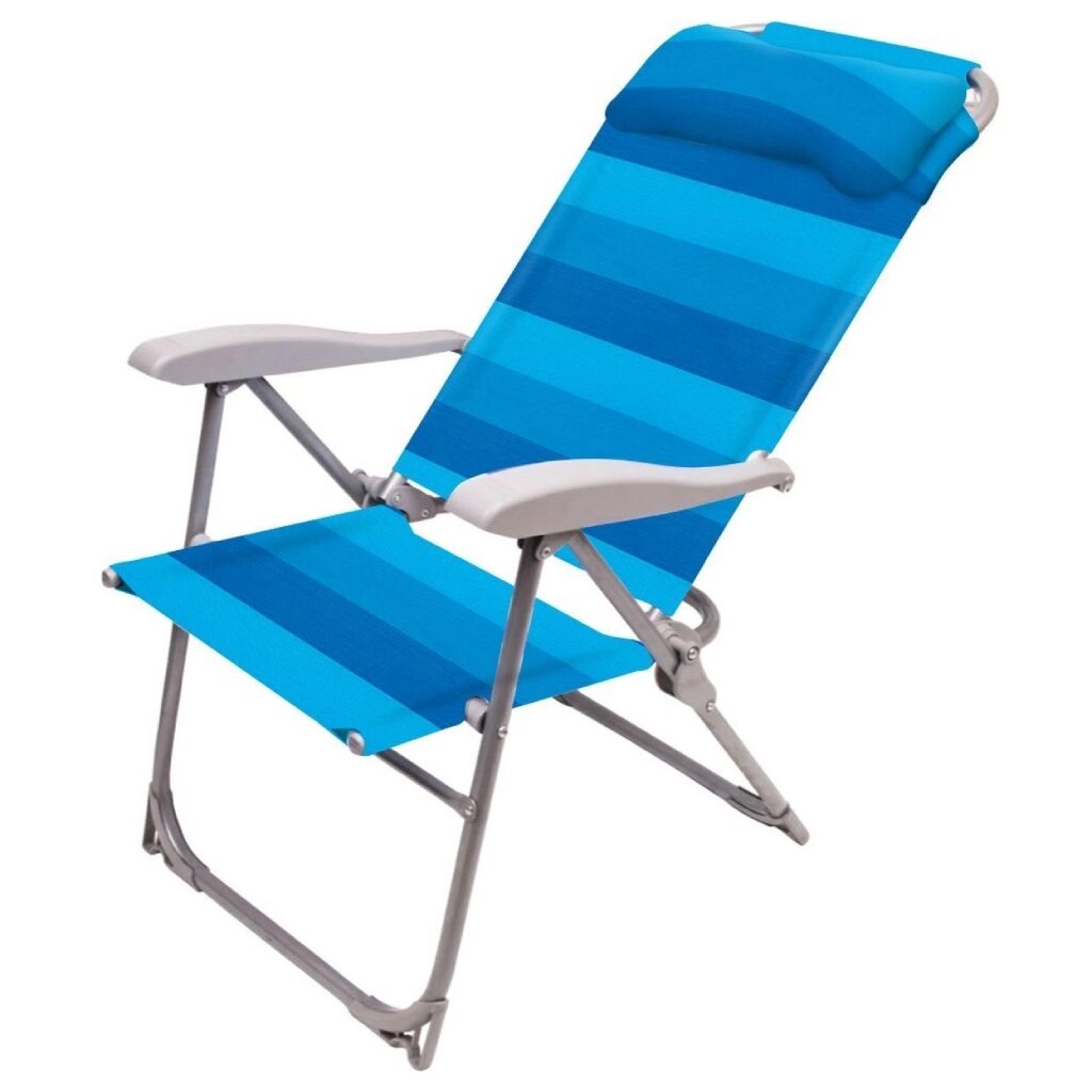 Кресло-шезлонг складное, металл, 75х59х109 см, 120 кг, 8 положений спинки, синее, Nika, К2/С подголовник ленивец 30 х 30 см