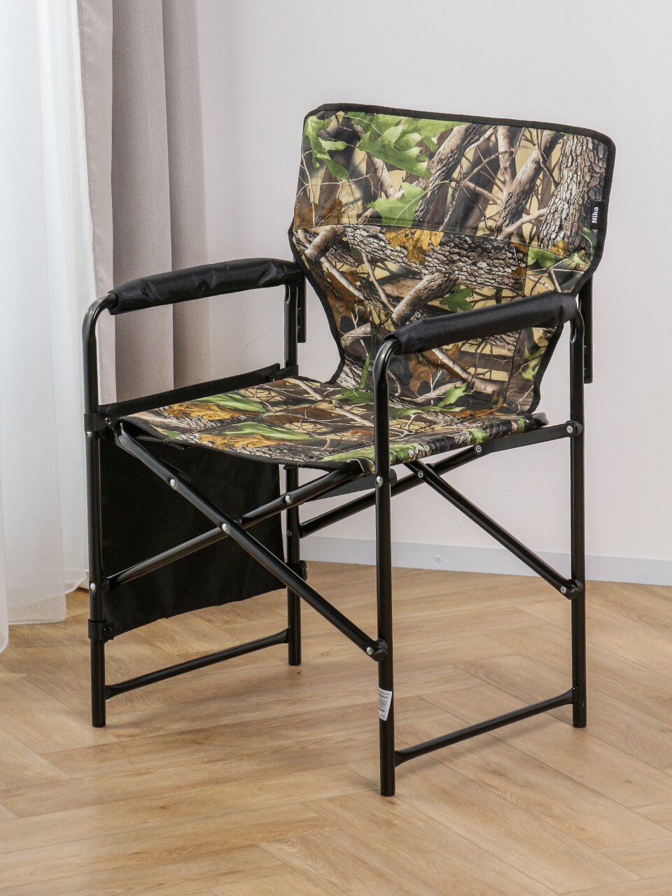 Кресло складное 50х56х86 см, камуфляж лесное, ткань водоотталкивающая, с карманом, 120 кг, Nika, КС2-LM/Л