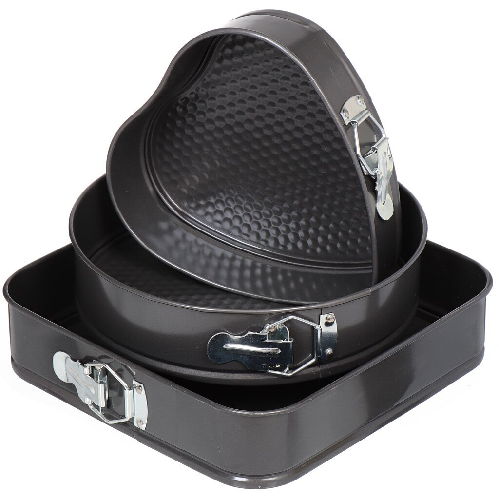 Форма для запекания сталь, 3 шт, 24, 26, 28 см, антипригарное покрытие, фигурная, разъемная, Y6-2555