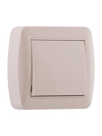 Выключатель открытой установки, одноклавишный, без заземления, пластик, кремовый, Lezard, Demet, 711-0300-100