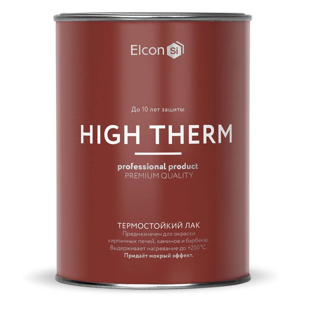 Лак Elcon, High Therm, 00-00002950, бесцветный, для внутренних и наружных работ, 1 л термостойкий лак elcon