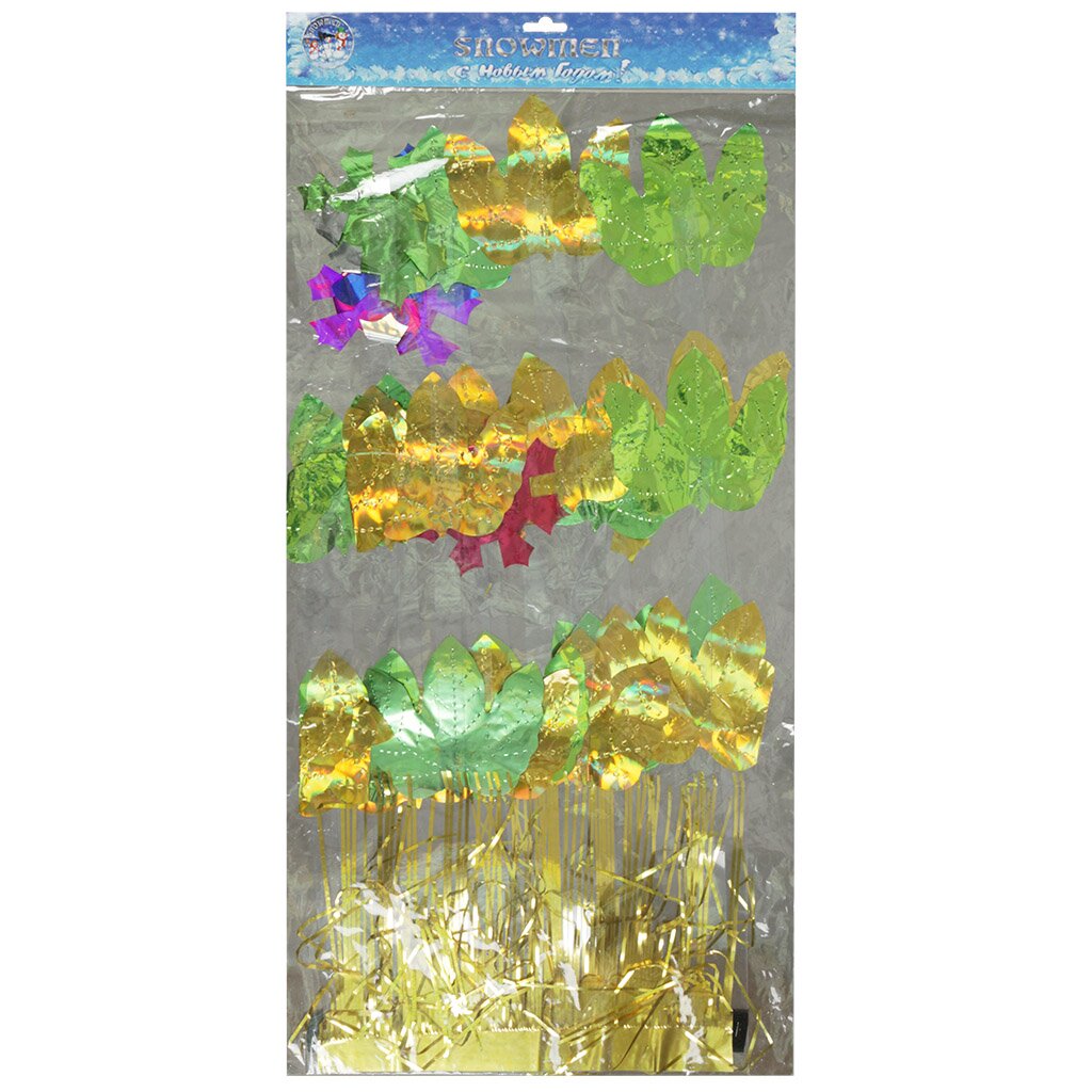 Гирлянда-растяжка 50х30 см, многоцветная, Snowmen, Листья и цветы, Е50947