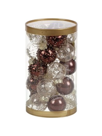 Елочный шар 25 шт, кофе, прозрачный, 6 см, пластик, SYQC- 0124195