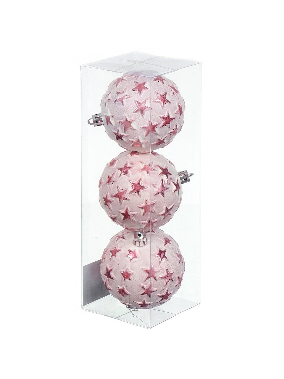 Елочный шар 3 шт, rose pink, 8 см, пластик, SYQB-0121119