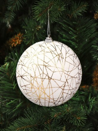 Елочный шар белый, 10 см, SYPMQF-1122065