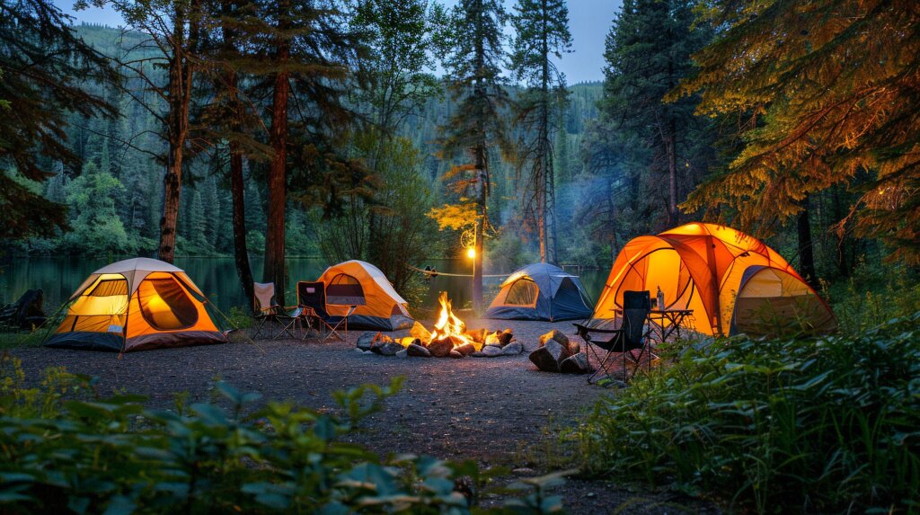 защита от комаров tourists-camping-with-tent-near-fire-forest.jpg